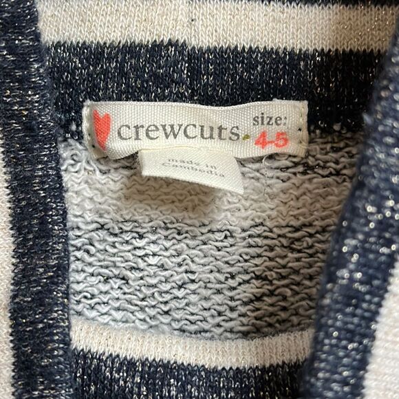 Crewcuts Girls size 4 to 5 Sparkly Blue and White Striped Long Sleeve Shirt - Picture 3 of 4